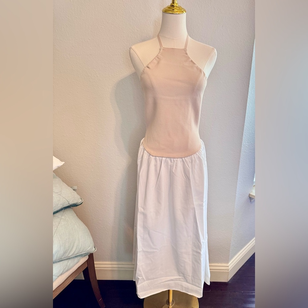 MESHKI Katie White Linen & Nude Knit Midi Dress - Picture 5 of 16